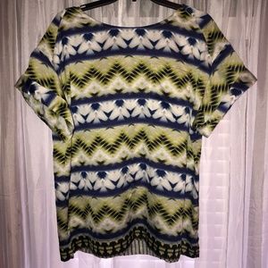 Blue/Yellow Tribal Blouse • L • Liz Claiborne